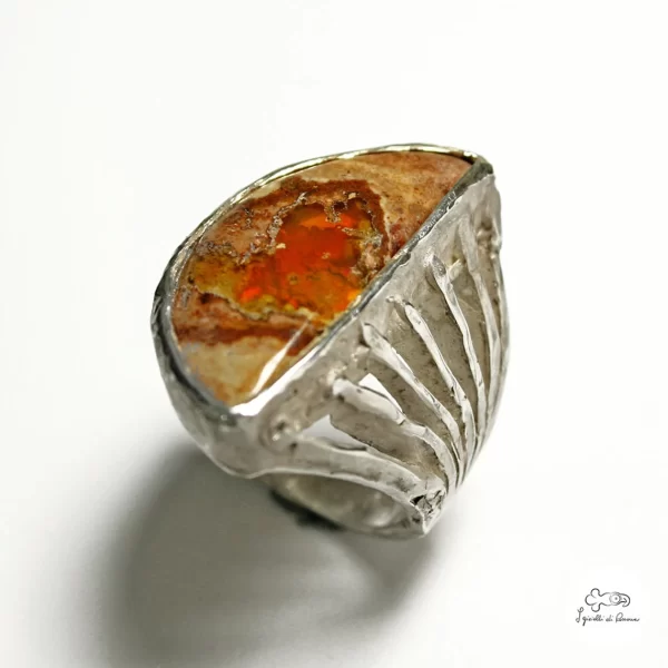 Silver ring with Mexican opal - Image 3