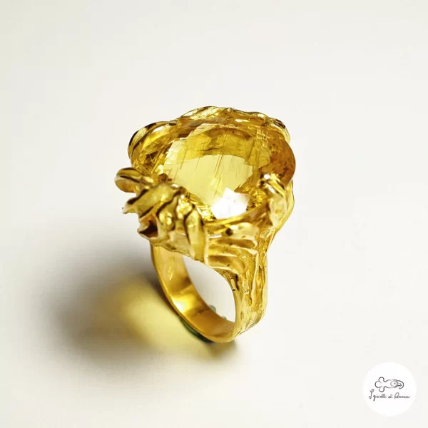 Yellow gold ring with yellow beryl - Image 3